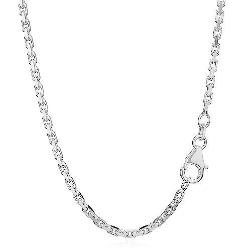 Collier chaîne argent 925 massif 2mm maille ancre diamantée homme femme