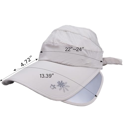 KASTWAVE Wide Brim Visor Hat for Women, Golf Visor Cap Sun Protection Hat for Beach Garden Tennis Running Sunshade Hat