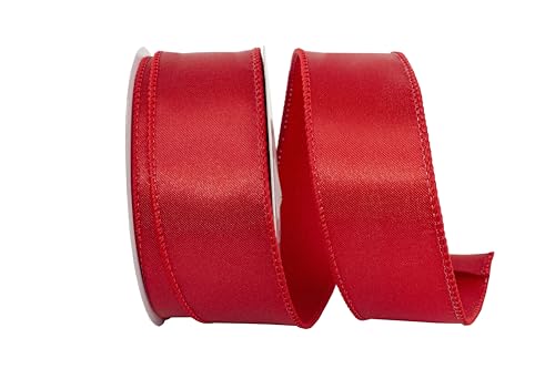 Reliant Ribbon 92575W-065-09F Satin Value Wired Edge Ribbon 1-1/2 Inch X 10 Yards Red