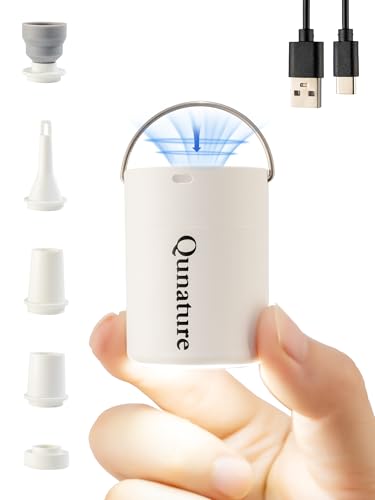 Qunature Portable Air Pump Tiny Pump 3.0 5kPa Air Pump for Inflatables with Camping Light Magnetic Design Rechargeable Air Mattress Pump for Sleeping Pads, Pool Floats, Swimming Rings White