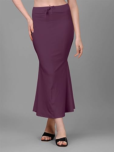 Image of Women's Saree Shapewear Petticoat, Cotton Blend Stretchable Mermaid Skirt, High Waist Tummy Control, Smooth Curve Fit with Adjustable Drawstring