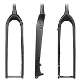 BUCKLOS 29inch Carbon Fiber Rigid MTB Bike Fork, 110 * 15mm Thru Axle Disc Brake, 1-1/8 Threadless Tapered Tube Super Light T800 Bicycle Front Forks -All