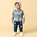 JOIMOCY Toddler Boy Clothes 4T Boys Pocket Hoodie Sweatshirt Ripped Jean Fall Winter Clothes Set, Blue Plaid Hoodie Shirt Jeans 4-5T