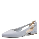 Marco Tozzi Damen Ballerinas weiches Feel Me Fußbett Leder weiches Innenfutter Spitz, blau (LT.Blue), 39 EU