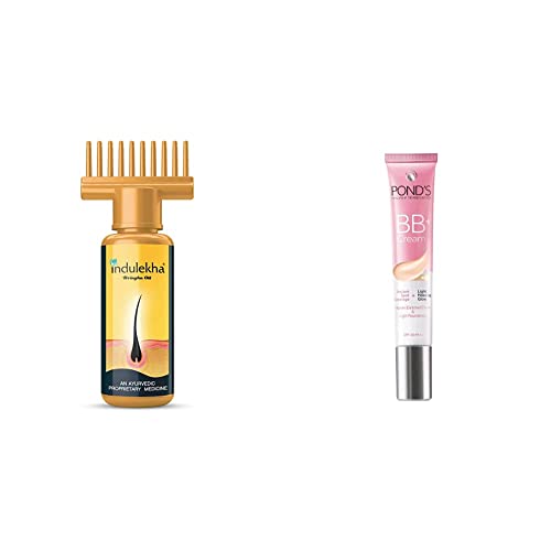 Indulekha Bhringa Hair Oil, 100ml And Pond’s White Beauty BB+ Fairness Cream 01 Original, 18 g