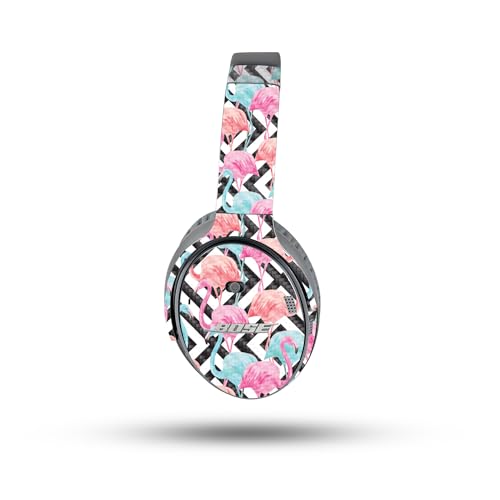 Image of MightySkins Carbon Fiber Skin Compatible with Bose QuietComfort 35 II Headphones - Pop Flamingo | Protective, Durable Textured Carbon Fiber Finish | Easy to Apply