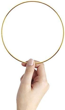 Miniatura 6 de SUNTQ Anillo de macramé para atrapasueños, manualidades de metal, redondo, chapado en latón, 4 pulgadas (dorado, paquete de 10)