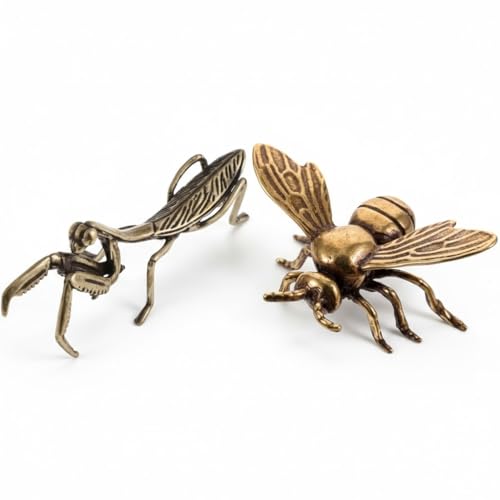 Figuras Decorativas en Latón Abeja y Mantis Doradas miniatura 1