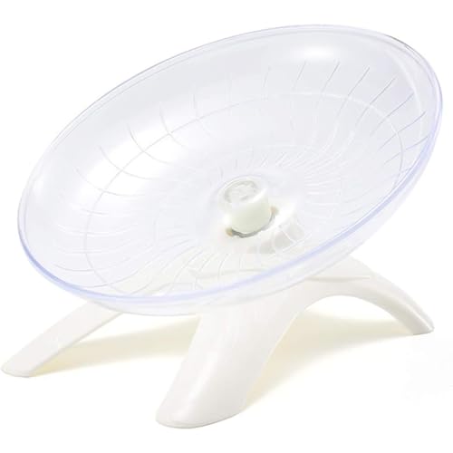 Hxuolue ペット用品 ハムスター 回し車 静か フライングソーサー回し車 安全 小動物用 ハムスター 用品 理想的な遊び場 ケージアクセサリー ペット用品 (ホワイト)