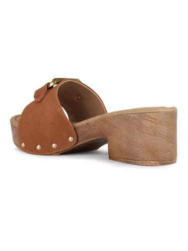 Image of Womens Green Ethnic Solid Round Toe Platform Heel Sandals