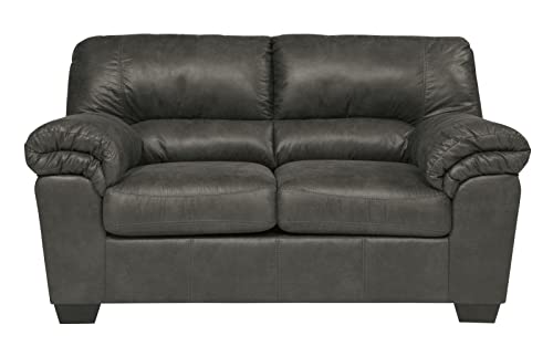 Signature Design by Ashley Bladen Faux Leather Loveseat, Gray