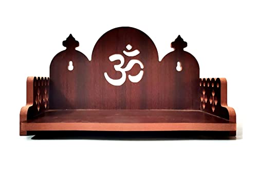 Image of DIVOKAH Plywood Small Wooden Temple for Home Office and Shop /Wall Hanging Temple /sinhasan /Pooja mandir /Pooja Stand /Hindola (8 MM Plywood Thickness) (BR 3G)