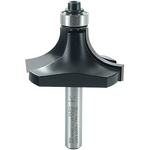 ENT 14302 Abrundfräser HW, Schaft (S) 8 mm, Durchmesser (D) 44,7 mm, NL 22 mm, R 16 mm, SL 32 mm, mit Kugellager Cover