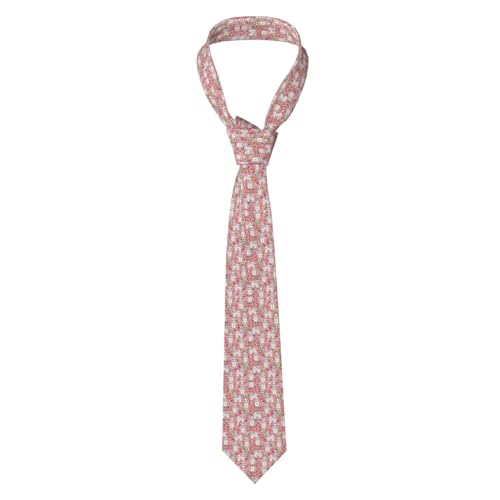 YOFIEN Corbatas de poliéster para hombre, corbatas finas con estampado floral vintage de Shih Tzu en color rosa