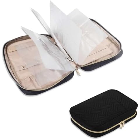 STYLIFING Jewelry Organizer Travel Jewelry Case Transparent Jewelry Storage Zipper Pouch Bag for Earrings Necklaces Bracelets Ring Binder (Black) Cover