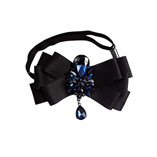 Black Bow Ties For Men Ribbon Tie Blue Rhinestone Brooches Pin Shirt Tie Crystal Pendant Collar Pin Shirt Clothes Necktie Bowknot Brooch Pin (Black) #TOP1