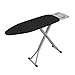 DWELLTON Folding Ironing Board, 122 x 38cm Ironing Surface, Adjustable Height Up To (74-91cm), Includes Silicone Iron Rest, Durable with Safety Lock & Anti-Skid Feet, Foldable Ironing Boards (Black)