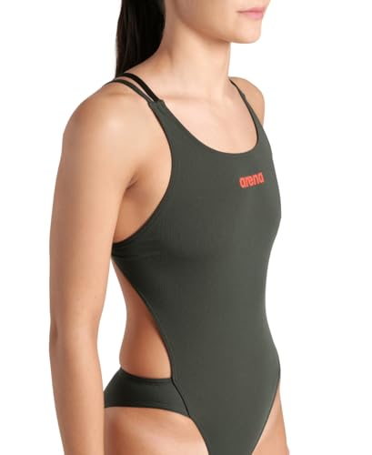 Image of Arena Womens Solid Team Swimsuit Tech Back Multi MaxLife Open Back Bathing Suit Athletic Swimwear