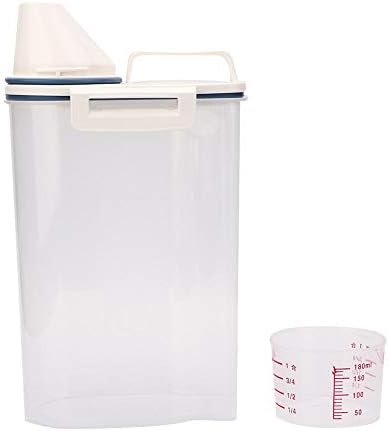 Pet Food Container with Measuring Cup, 2kg Large acity Transparent Dog Cat Food orage Sealed Bucket Moiureproof orage Box for Dog Cat Birds