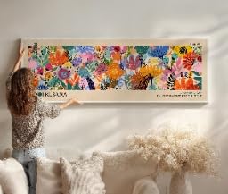 Affiche horizontale étroite beige rideau poster bohème rustique 45x135 - 3