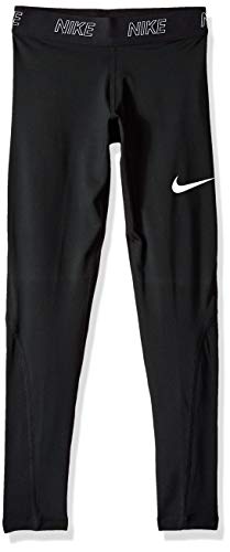 NIKE Girls' Victory Tights, Black/Black/White, Large