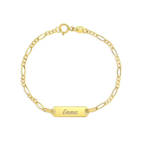 14k Yellow Gold Classic Engravable Tag Identification Bracelet Fo...