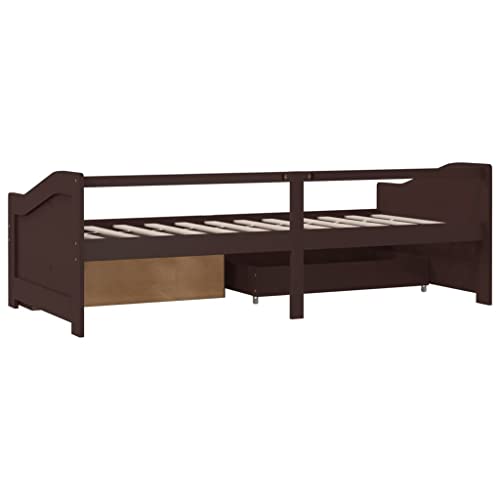 Generisch Kangmusi Tagesbett 3-Sitzer Schubladen Dunkel Kiefernholz 90x200 cm, 322172