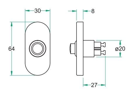 49.911.05 Aperit Türklingel oval - Edelstahl 64x30mm - Edelstahl 316 schwarz beschichtet - Inkl. Montageschrauben