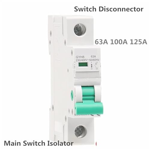 Interruptor de aislamiento 100A 400V disyuntor aislador riel DIN modular 2