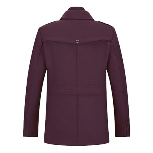Image of INVACHI Men's Wool Blend Coat Warm Winter Trench Coat with Detachable Soft Scarf Single Breasted Pea Coat