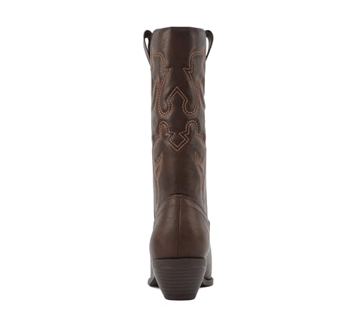 Image of Soda inchTELLER inch ~ Women's Western Cowboy Boots with Stitched Detailing, Pointed Toe, and Low Block Heel