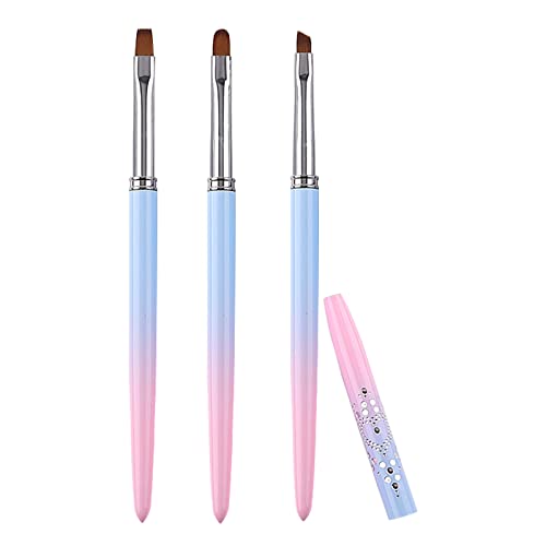 Bekecidi - 3 pinceles para limpiar uñas, pinceles para pintar uñas con cabeza redonda, en ángulo y plana para diseños de uñas DIY, herramientas para bolígrafos de puntos para mujeres y niñas Cover