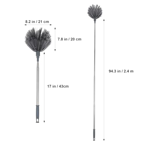 Image of PRETYZOOM Extendable Cobweb Duster with Telescoping Pole and 3 Cleaning Heads Lightweight Spider Web Remover for High Ceilings and Outdoor Use Adjustable Length up to 94.5 Inches