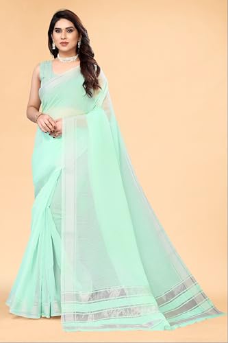 Image of Sidhidata Women's Kota Doria Cotton Manipuri Saree With Unstitched Blouse Piece (Rasbharii Free Size)