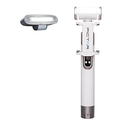 Pictar Smart Light Selfie Stick with Rechargeable Battery, Smokey White