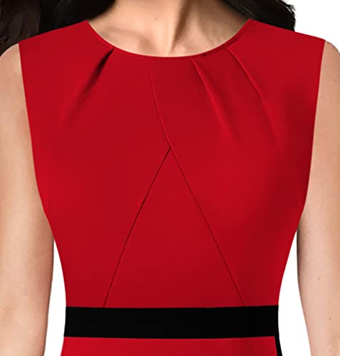 Image of VFSHOW Womens Pleated Crew Neck Front Split Work Business Office Party Bodycon Pencil Sheath Dress