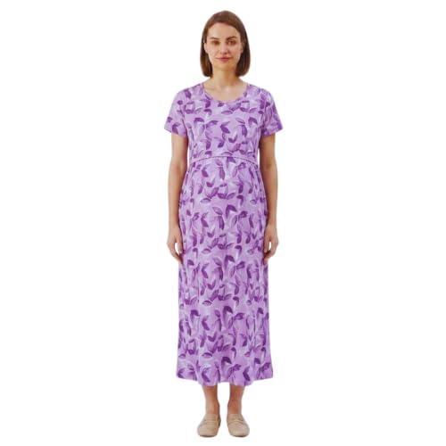 Image of Zero Clothing Feeding Dress for New Moms Casual Loungewear Ankle Length | Cotton Maternity Nighty | Zipless Feeding Dresses for Women | Pregnancy & Nursing Wear