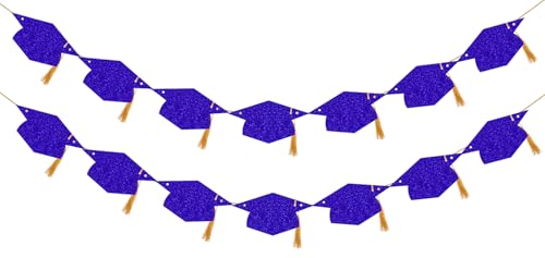 Image of Graduation Decorations Class of 2026 Glitter Pre-Strung Congrats Grad Graduation with Tassel Party Congratulations Banner Decor College High School Graduation Party Favors Purple