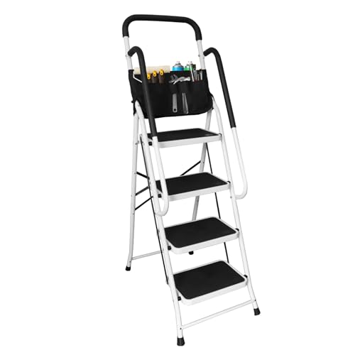 Image of Torin 4-Step Folding Ladder 400 lbs Heavy Duty Step Stoolwith Anti-Slip Pedal, Sponge Handle for Garden, Household, Offices, ATRJZ9034XB