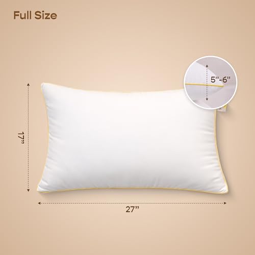 Image of SleepyCat Fiber Lite Pillow | Full Size Poly Fiber Medium Soft Pillow | 2 Year No Lint Guaranteed | 110 TC Micro-Peach Fabric | Luxe Feel | Machine Washable Pillow | White, Set of 1 (27x17 Inches)