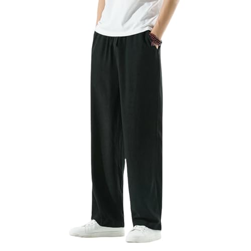 Pantalon ample homme coton lin contre la chaleur tissu respirant droit