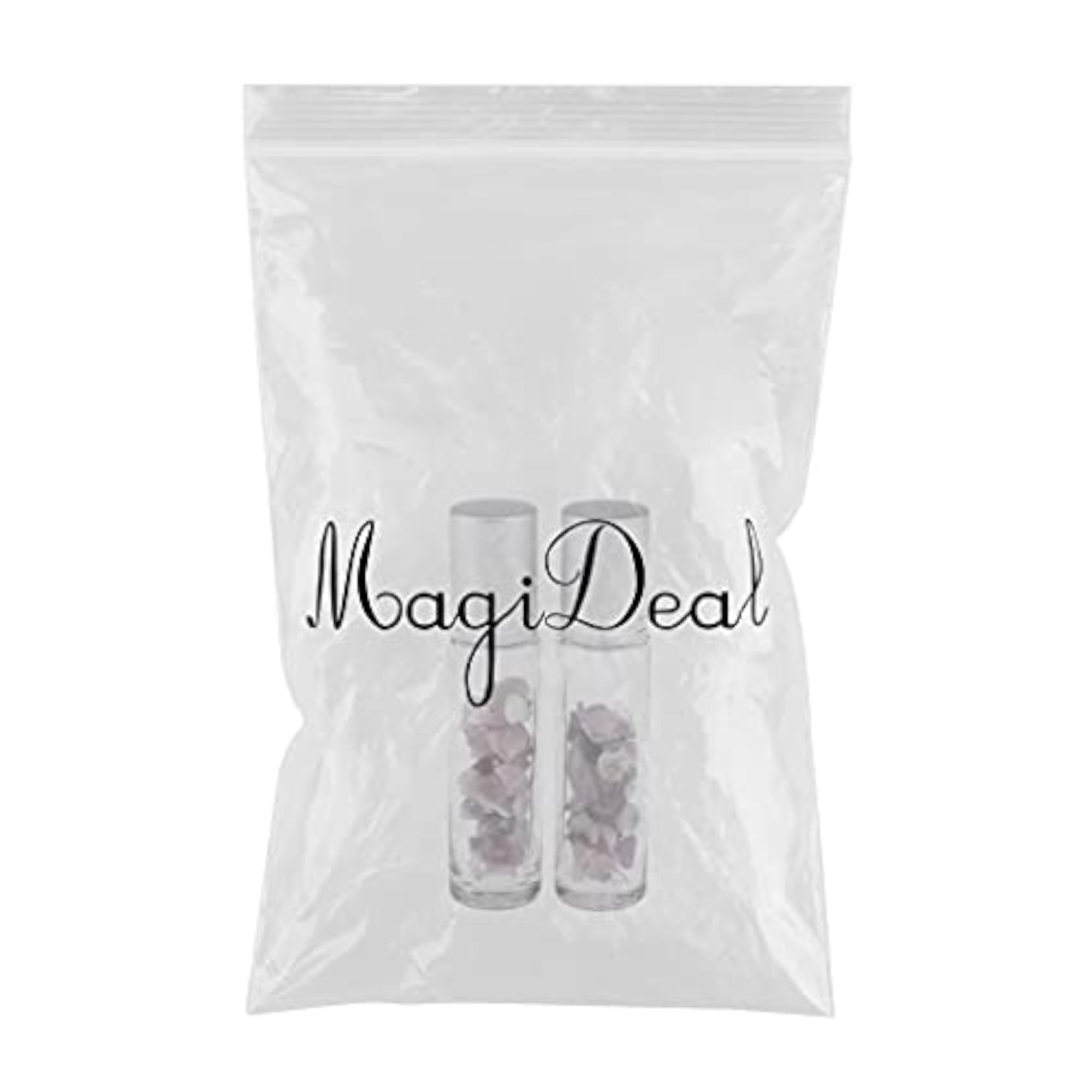Crystal Glass Roll-on Bottle with Natural Amethyst Stone