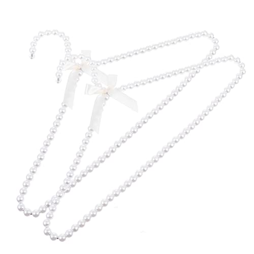 HOMOCONO 2pcs Pearl Hanger Hangers for Jeans Trousers Hangers Skirts Hanger Clothes Hangers Hangers Pant Hanger Clothes Shop Hangers Jeans Hanger Dry Wet Plastic White