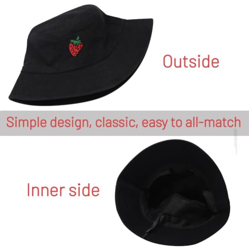 Image of Cotton Bucket Hat for Women Men Summer Travel Sun Beach Bucket Cap, Unisex Outdoor Fisherman Hat