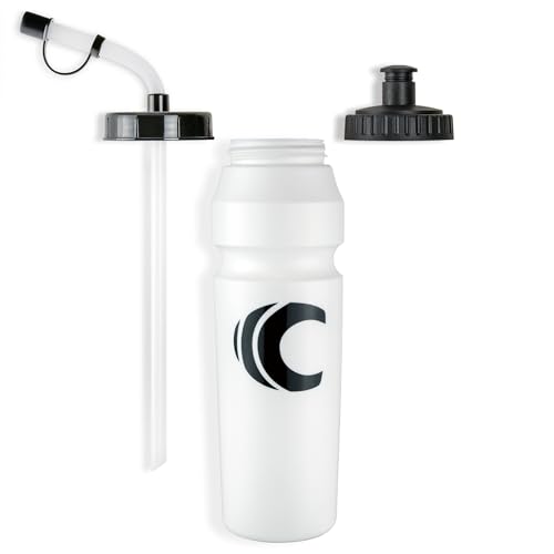 Image of Cannon Sports 1 Liter Sports Water Bottle, BPA-Free, 34 Oz Capacity, Large Mouth, 2 lids (Straw and Squeeze), Great For Helmet Sports Such As Hockey, Lacrosse, Football, Boxing (White)