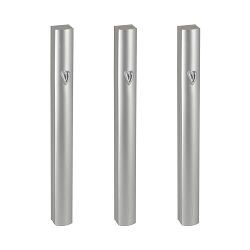 MASORET 3-Piece Aluminum Door Mezuzah Cases: Special Profile, No Holes, 4-Inch 10cm Hebrew Parchment Scroll Holder Boxes