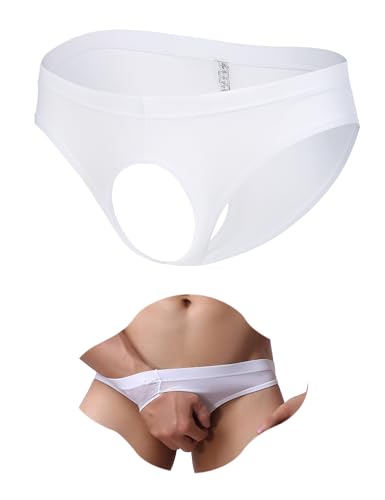 sunshinelady Tanga Hombre Sexy Bragas Abiertas Slip Talla Grande Jockstrap Cintura Baja Calzoncillos EláStica Hipster Suspensorios Gay Ropa Interior Boxer Underwear Men Blanco M