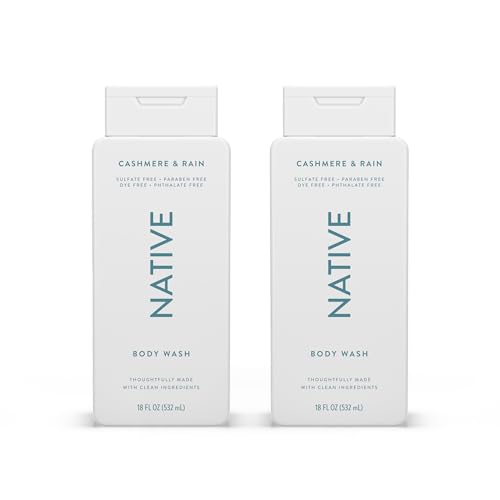 Native Body Wash Contains Naturally Derived Ingredients | For Women & Men, Sulfate, Paraben, & Dye Free Leaving Skin Soft and Hydrating | Cashmere & Rain 18 oz - 2 Pk