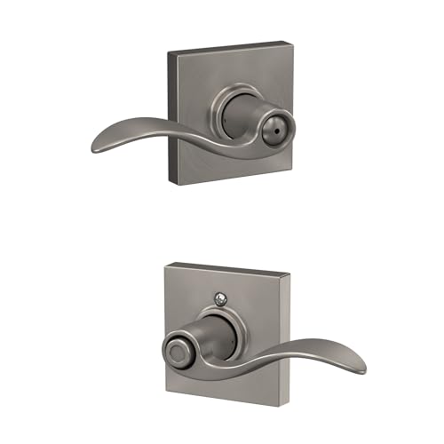 Image of Schlage Accent Lever with Collins Trim Bed and Bath Lock in Satin Nickel - F40 ACC 619 COL