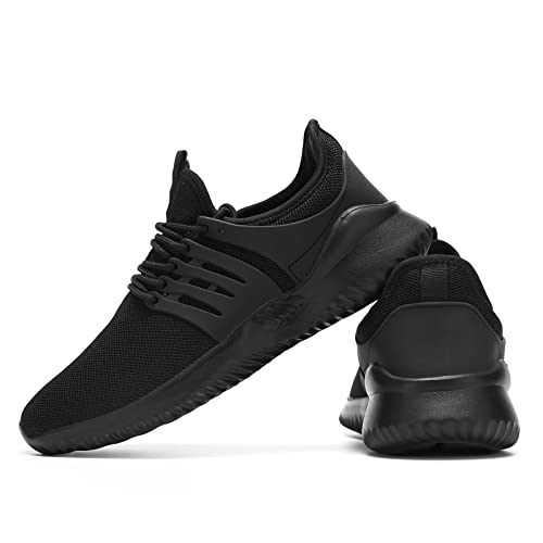 Mens Running Shoes Slip-On Walking Tennis Sneakers Mesh Lightweight Breathable Casual Soft Sole Work Shoes Black #TOP5